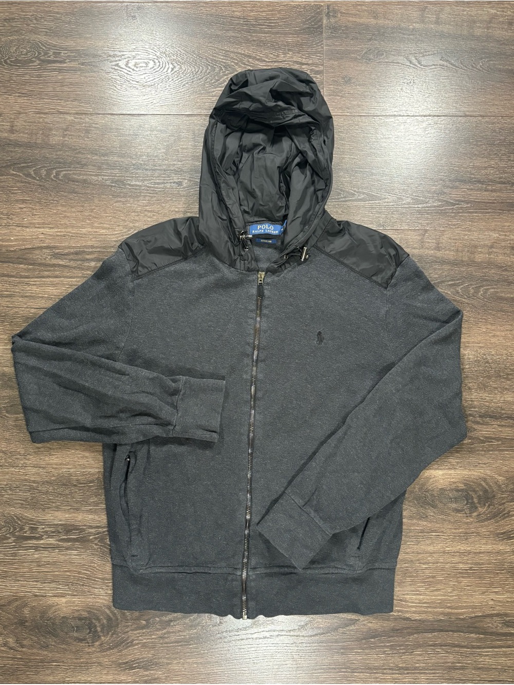 Polo by Ralph Lauren Men's Charcoal Hooded Zip Sweater